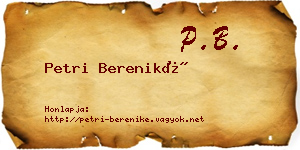 Petri Bereniké névjegykártya